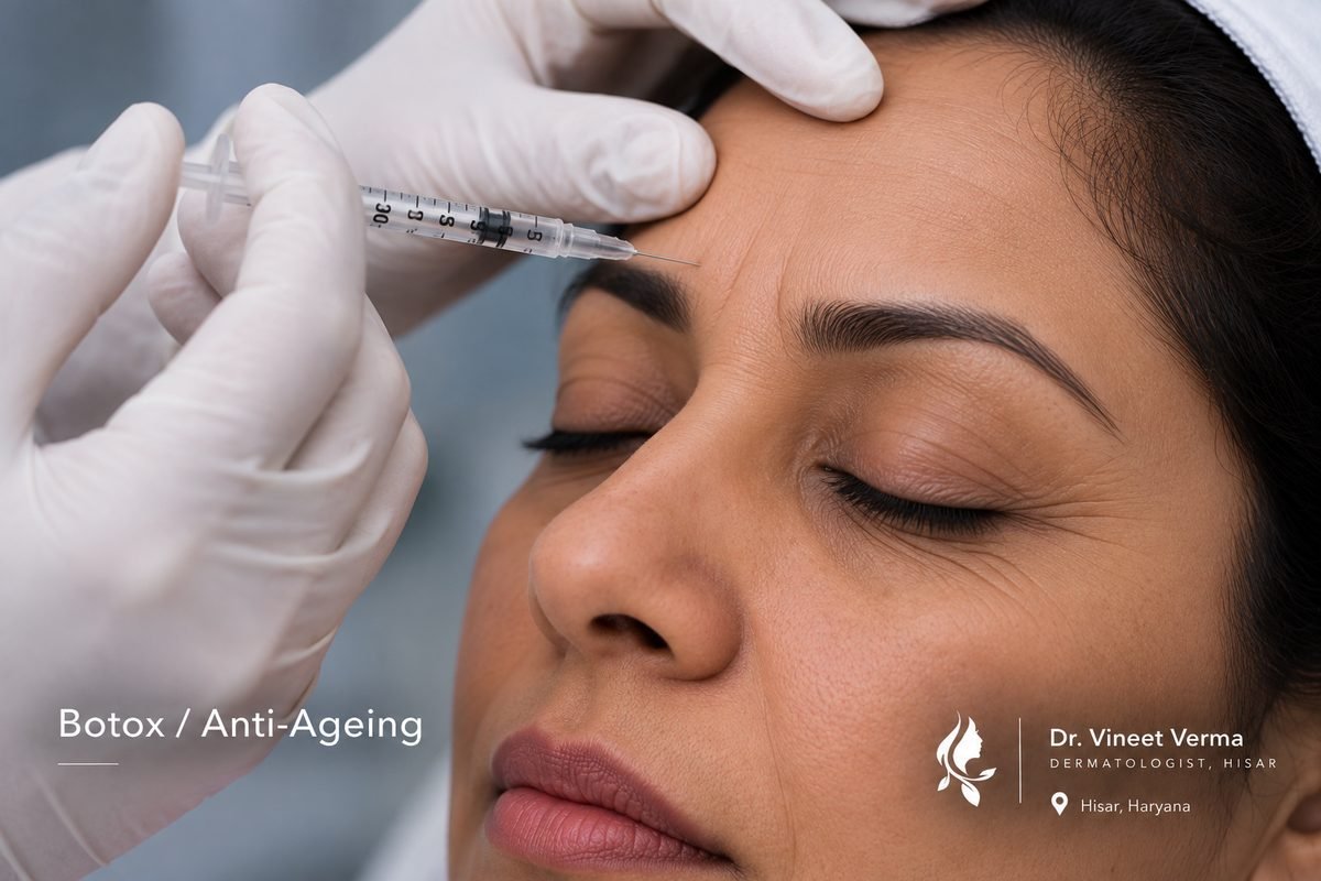 Botox anti ageing forehead injection at Dr. Vineet Verma skin clinic Hisar Haryana