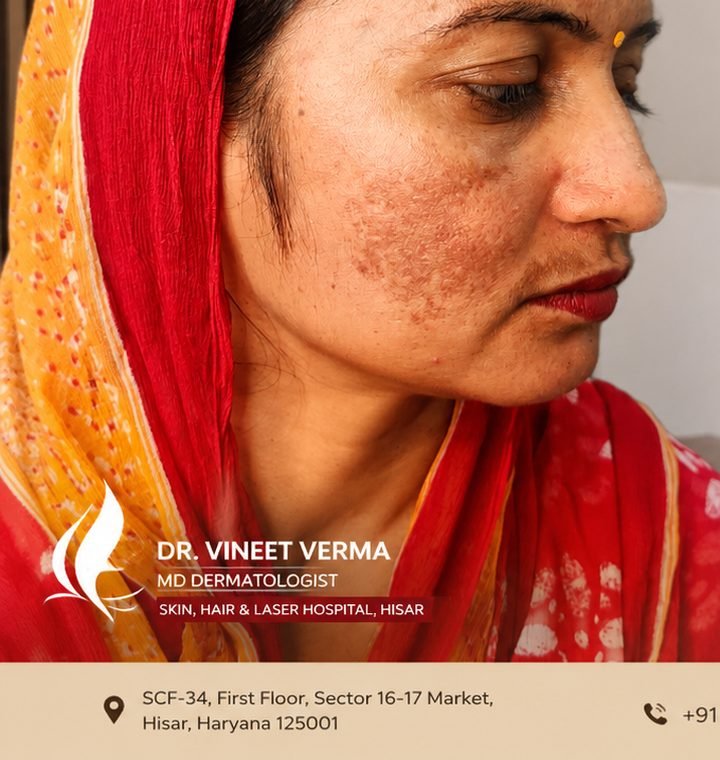 Melasma and dark patches on face treated at Dr. Vineet Verma Skin Hair Laser Hospital Hisar Haryana