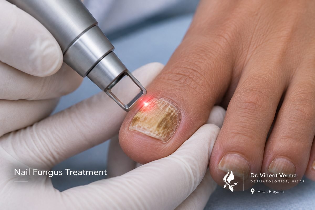 Nail fungus laser treatment at Dr. Vineet Verma dermatology clinic Hisar Haryana