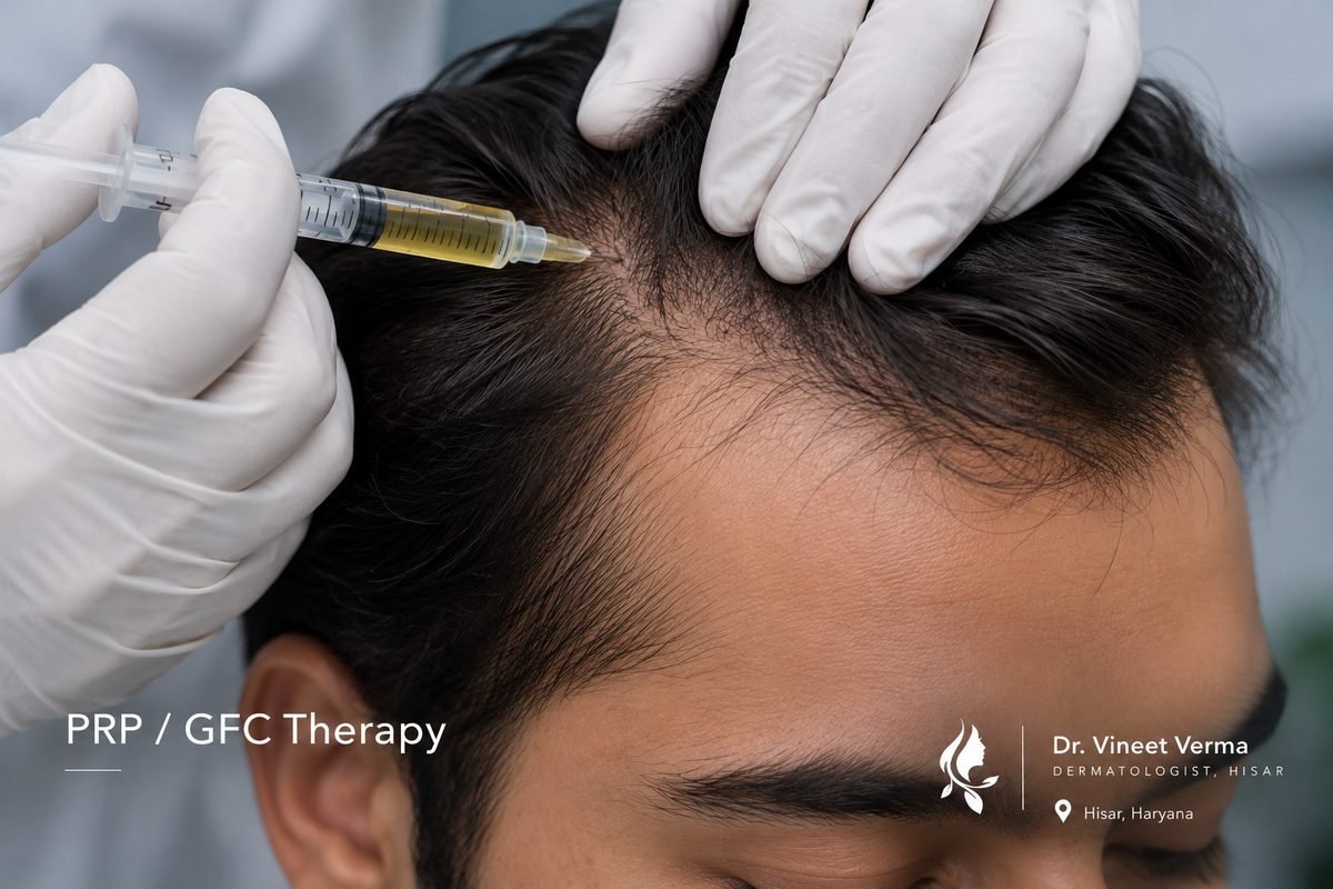 PRP GFC hair injection therapy at Dr. Vineet Verma dermatologist Hisar Haryana